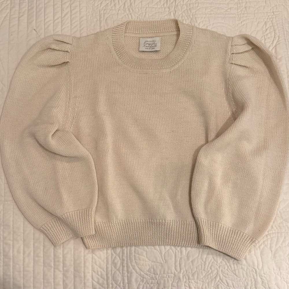 Loeffler Randall Cream Puff Sleeve Sweater Size Large